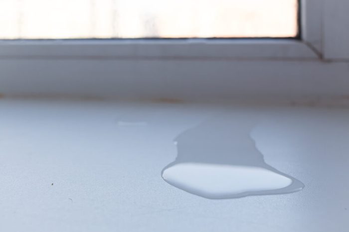 puddle of water under the window