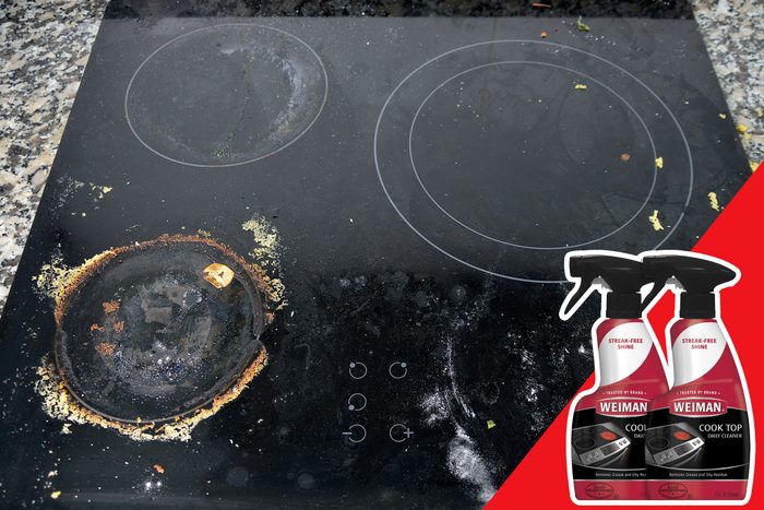 glass stove top debris