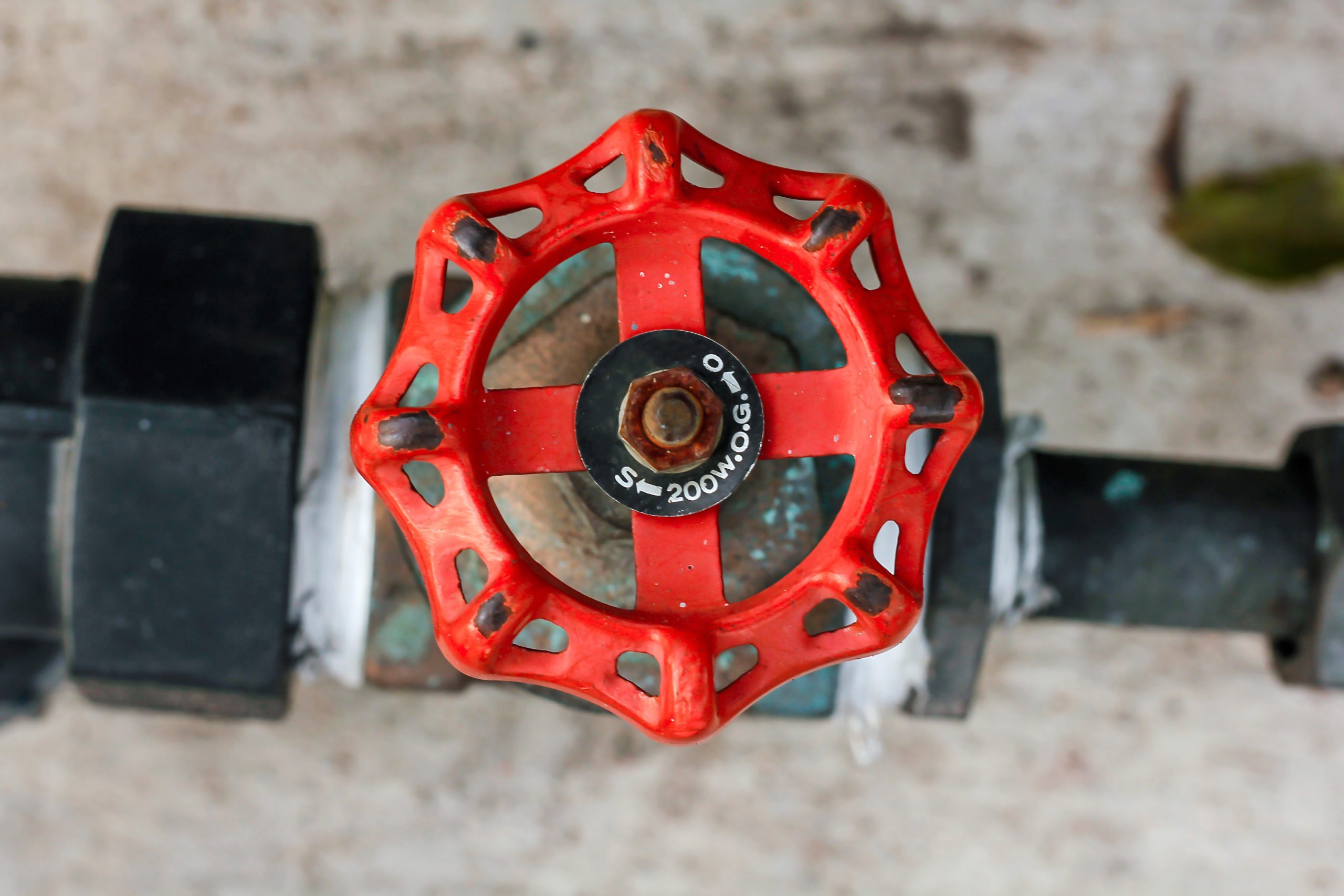 Water shut off valve Red on the floor