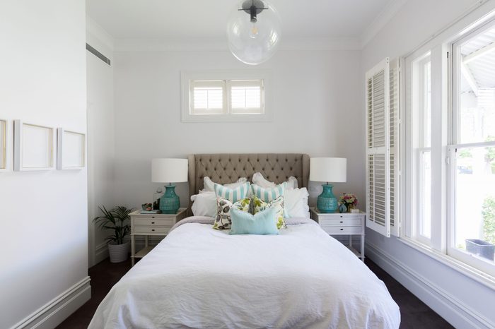Beautiful feminine country styled master bedroom