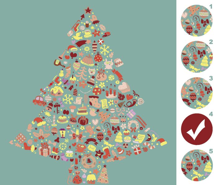 Find the right piece, visual game. Answer No. 4. Illustration is in eps8 vector mode!