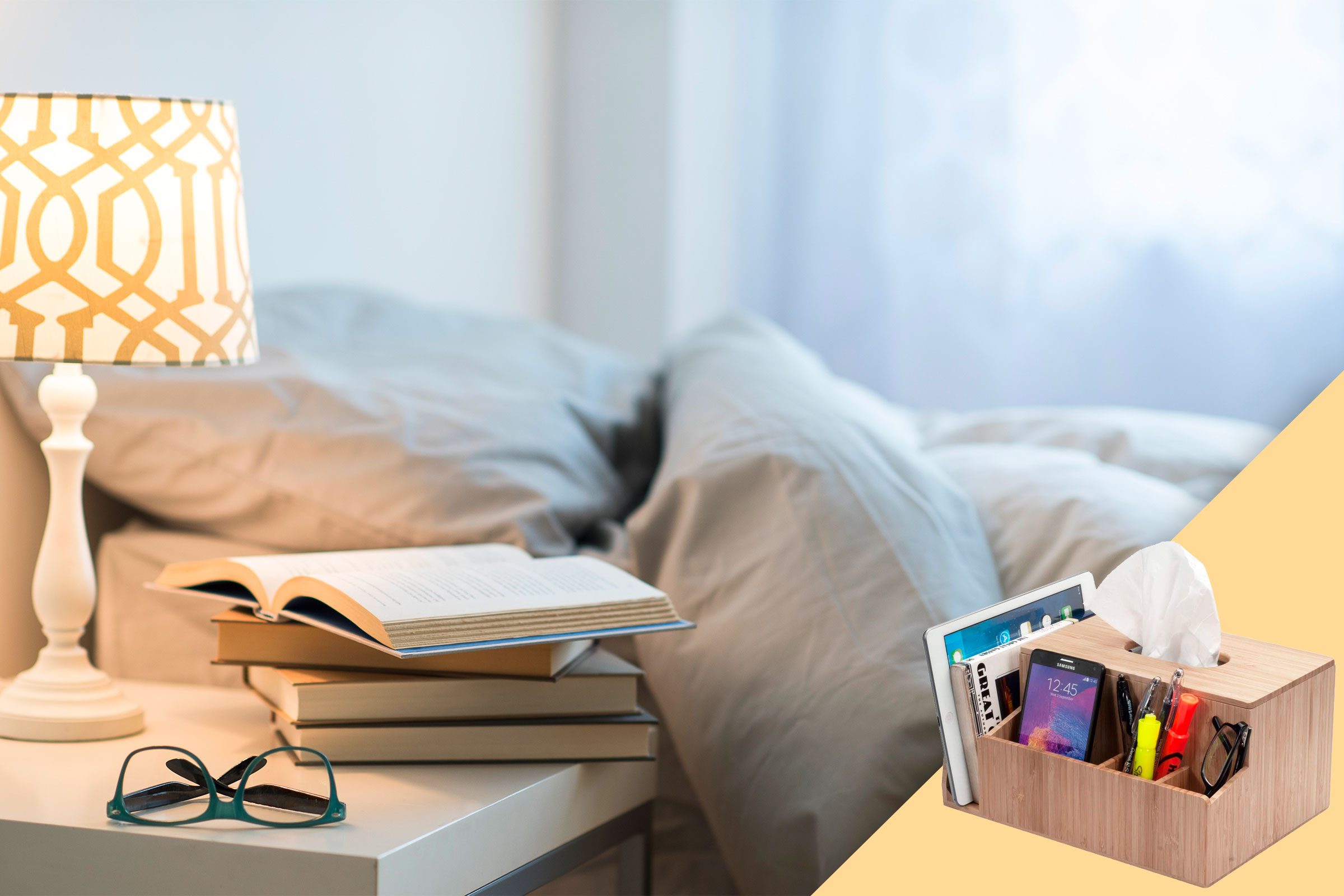 bedside table with suggested product