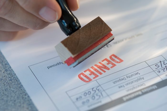 Man stamping denied on mortgage application