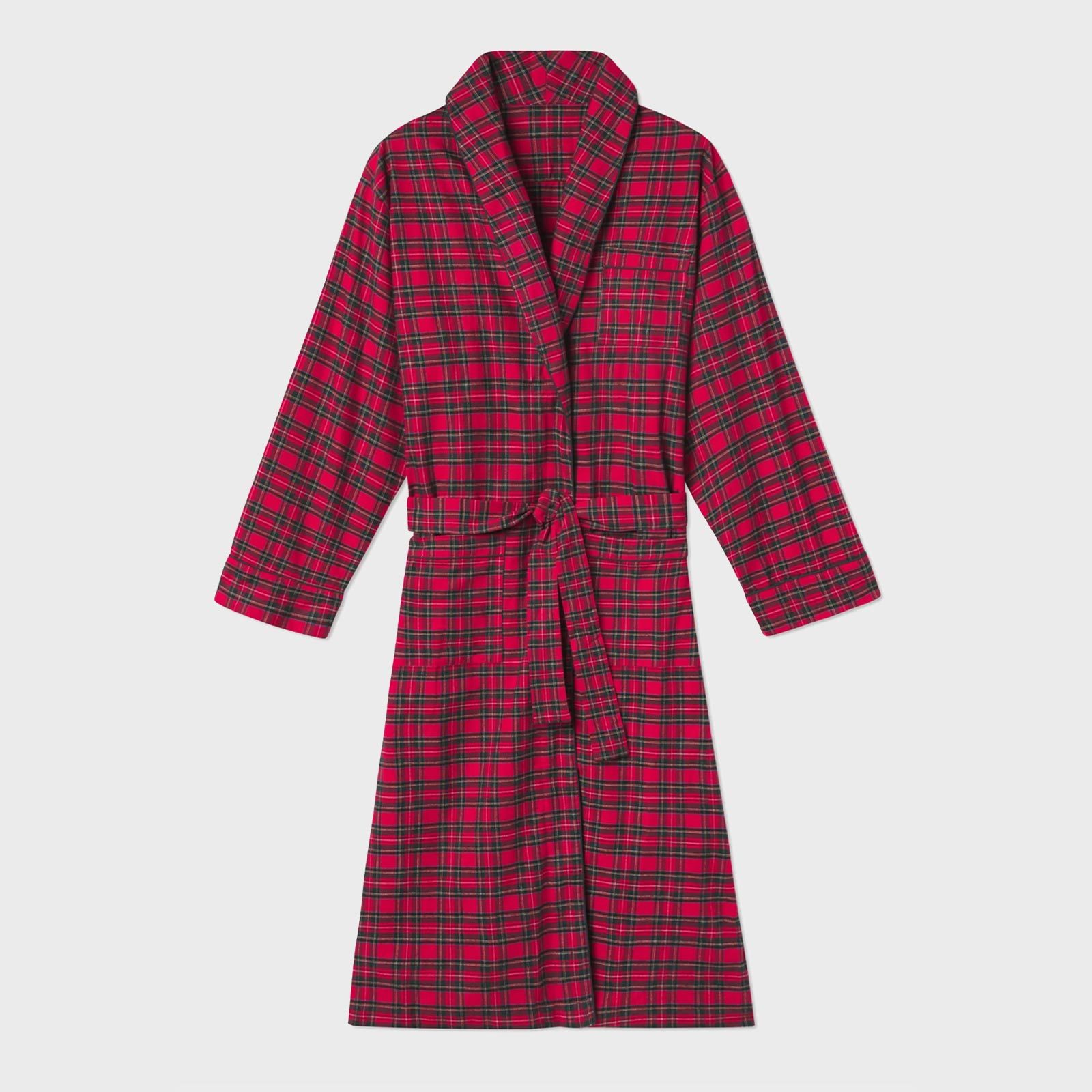 Men's Flannel Robe in Red Tartan