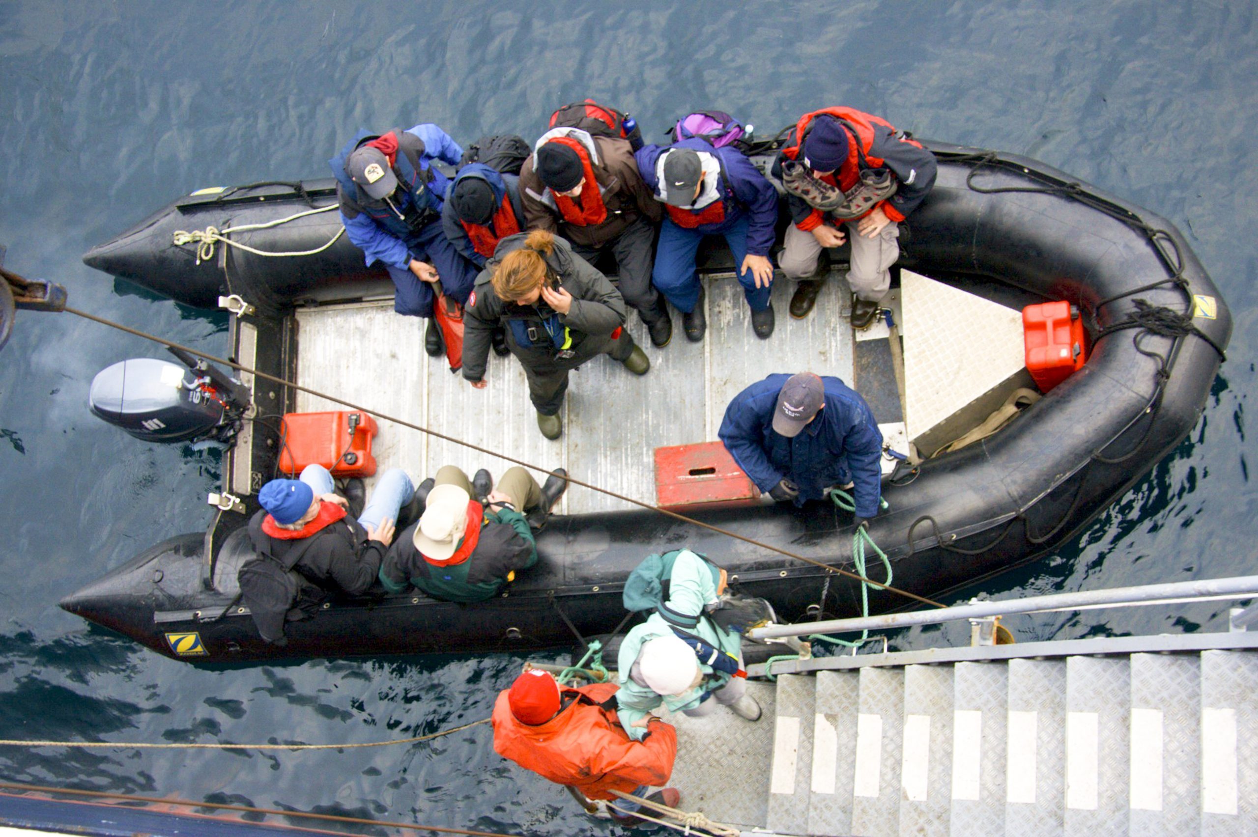 Cruise North Passengers Board Ship, Lyubov Orlova From Shore Excursion By Zodiac, Northwest Passage.