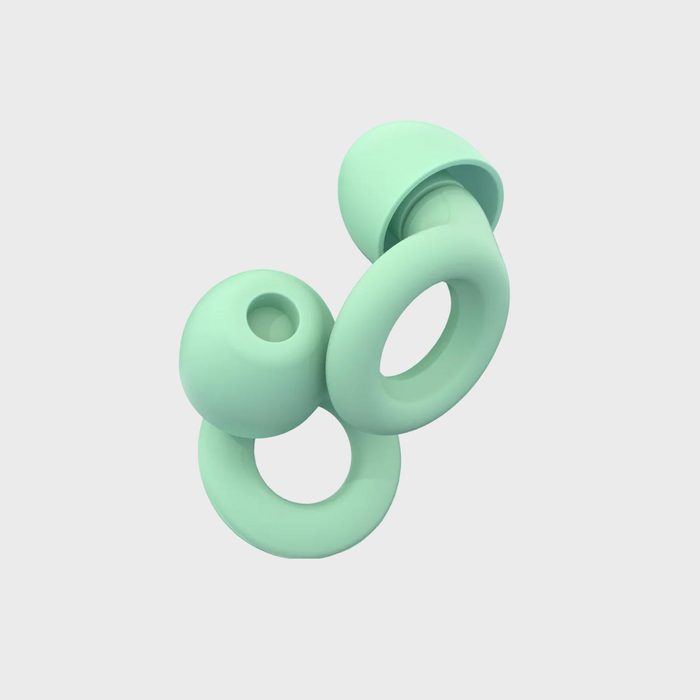 Three interlocking mint-green silicone rings arranged on a plain white background.