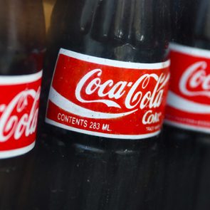 Glass bottles of Coca Cola