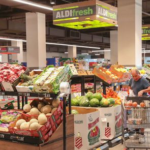 Customers shop at an Aldi grocery store