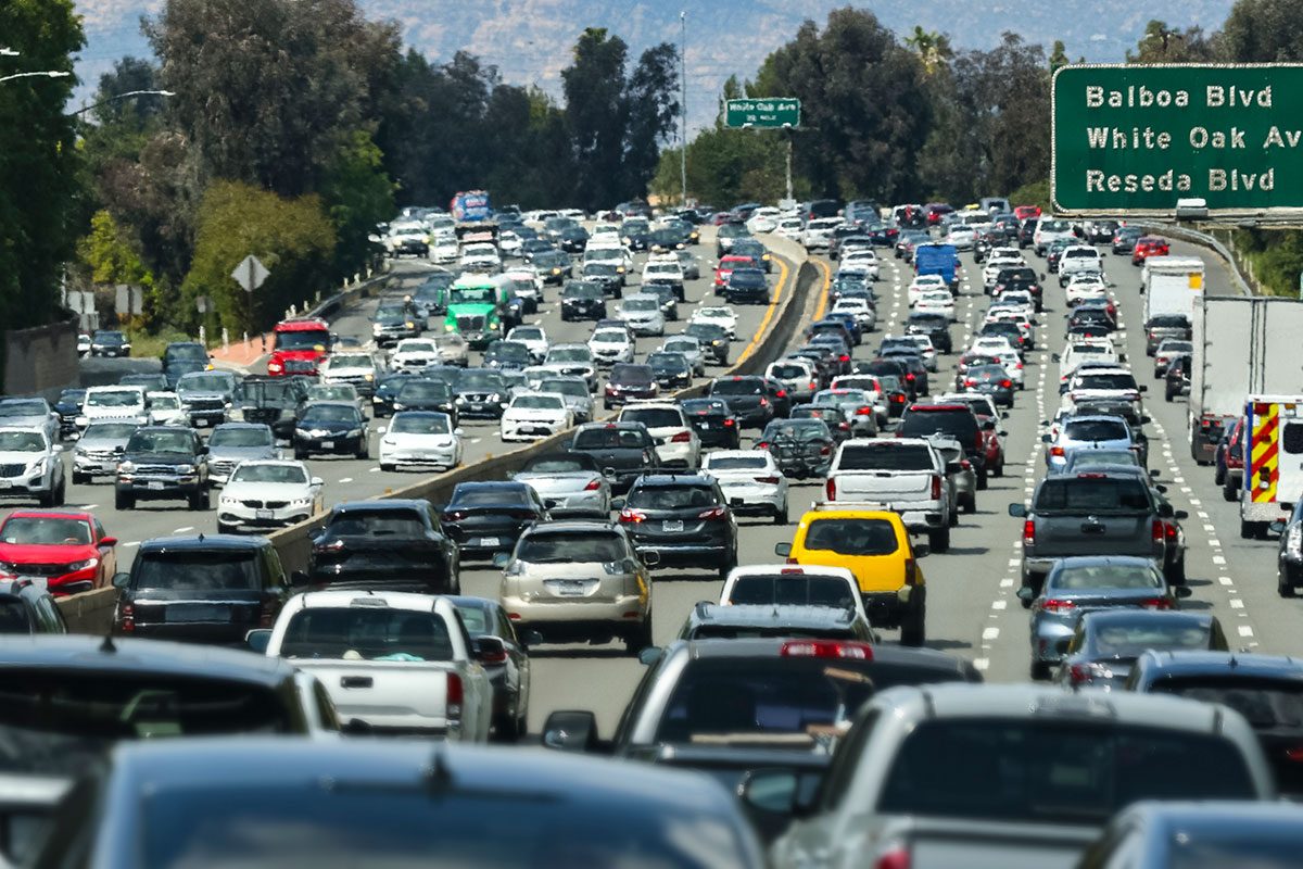 Car Traffic and street signs on an LA freeway