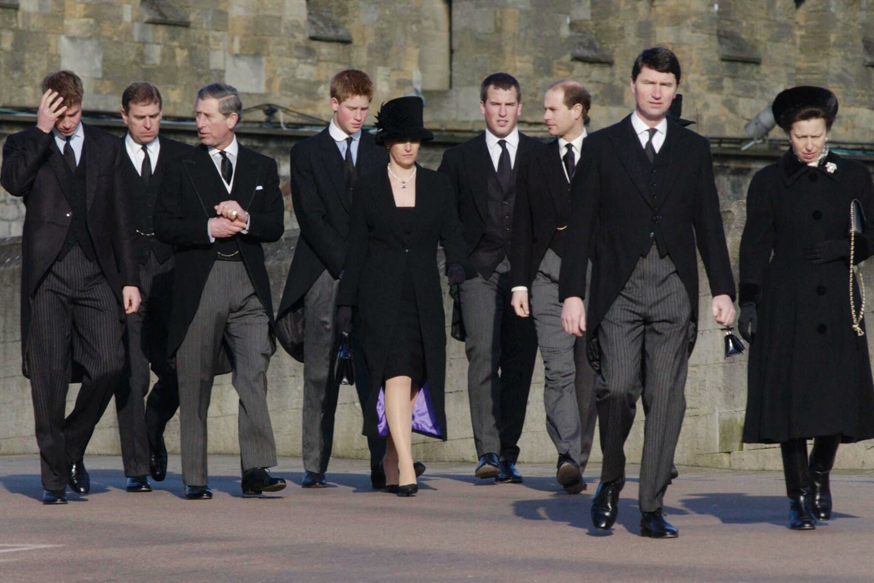 British Royal Family wearing black at a funeral