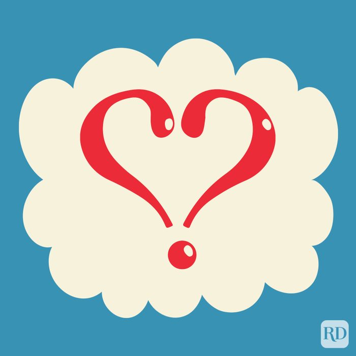 Love Point in the color red on a beige cloud on blue background.